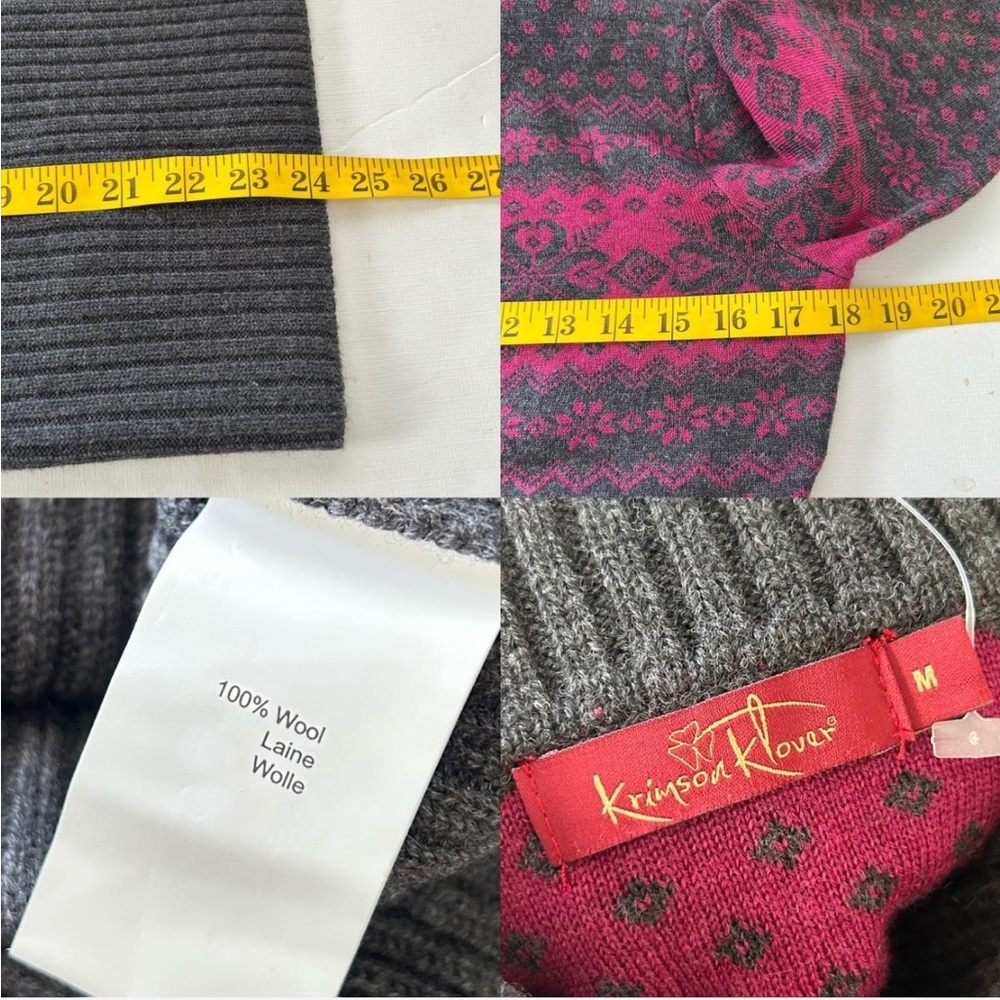 Fair Isle Krimson Klover wool ski sweater folded collar with buttons medium. - Picture 7 of 8